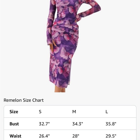 Floral Long Sleeve Purple Dress - Picture 4 of 7